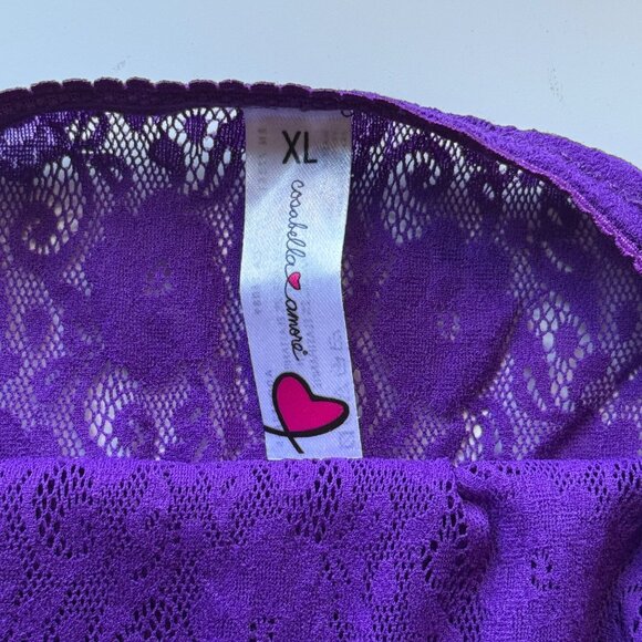 Cosabella Amore Purple Lace Chemise w/ Adjustable Straps Polyamide/Elastane XL - Picture 3 of 5